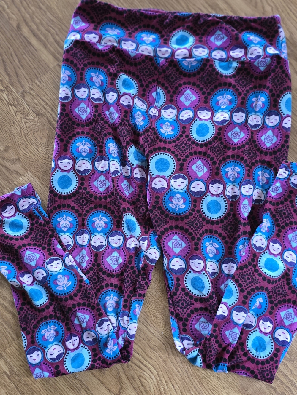LuLaroe Matryoshka Doll One Size Purple, Blue, Magenta Leggings